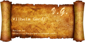Vilheim Gerő névjegykártya
